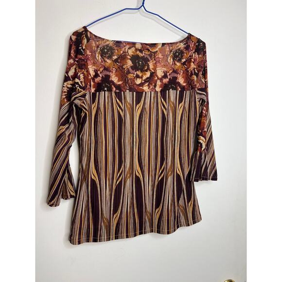 Axcess Womens Sz SM Multicolor Geometric 3/4 Sleeve Blouse - Picture 5 of 7